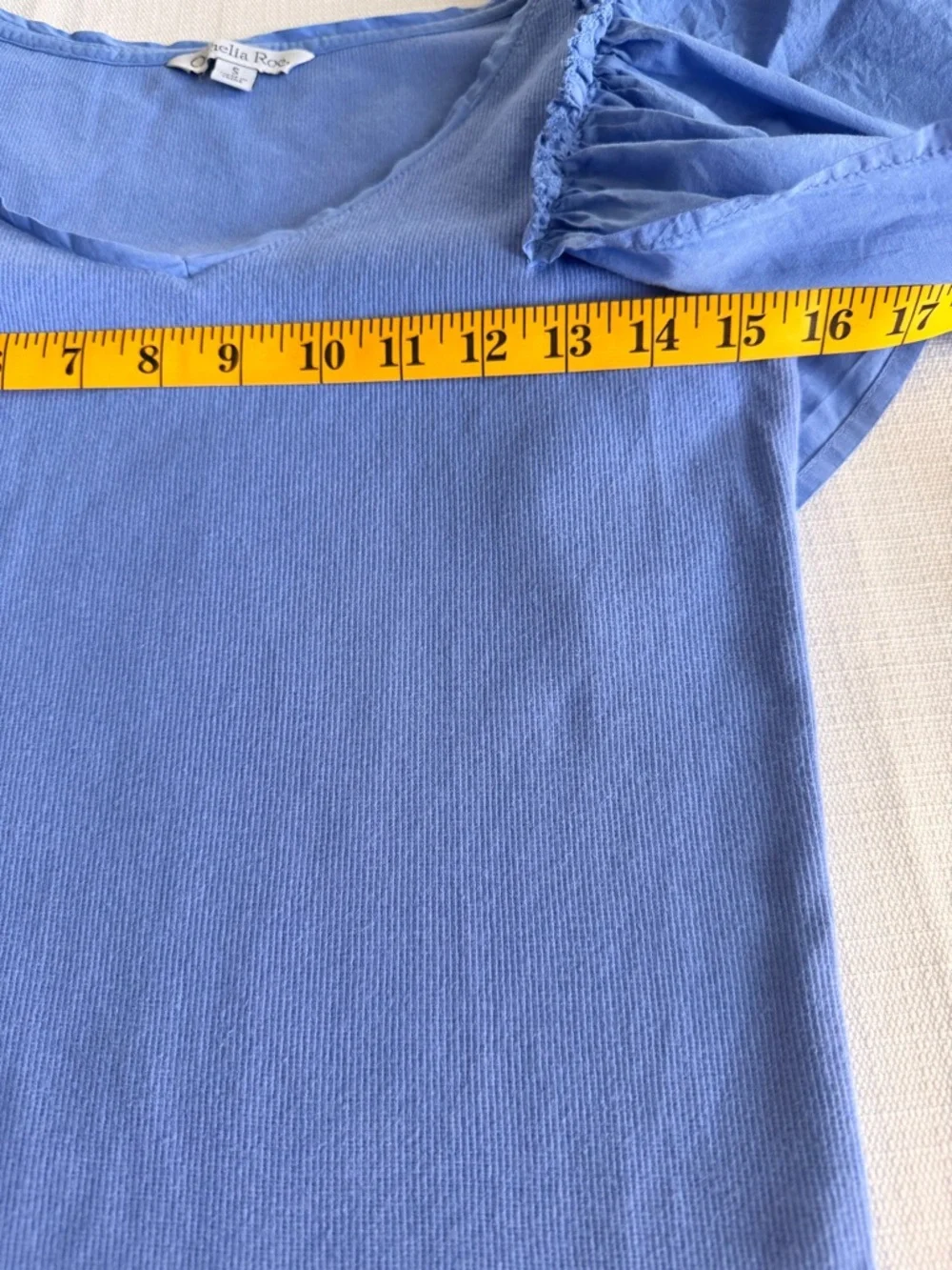 Light Blue Puff-Sleeve V-Neck Tank Top